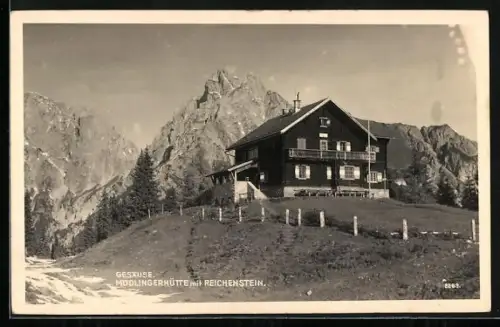 AK Mödlingerhütte /Gesäuse, Berghütte mit Reichenstein