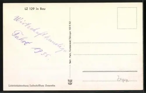 AK Friedrichshafen, Luftschiff LZ 129 Hindenburg in Bau, Werfthalle der Luftschiffbau Zeppelin GmbH