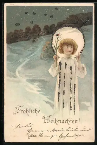 AK Fröhliche Weihnachten, Kleines Kind mit Heiligenschein