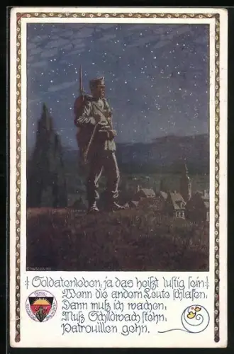 Künstler-AK Ernst Kutzer: Deutscher Schulverein Nr. 663, Soldatenleben, ja das heisst lustig sein