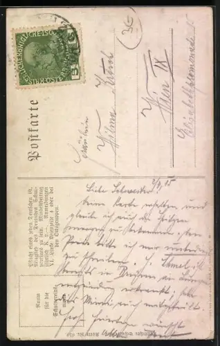 AK Deutscher Schulverein Nr. 659: Steh'ich in finst'ren Mitternacht, Soldat blickt auf einen Frauengeist