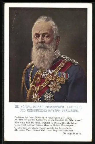 AK Prinzregent Luitpold in Uniform, Porträt
