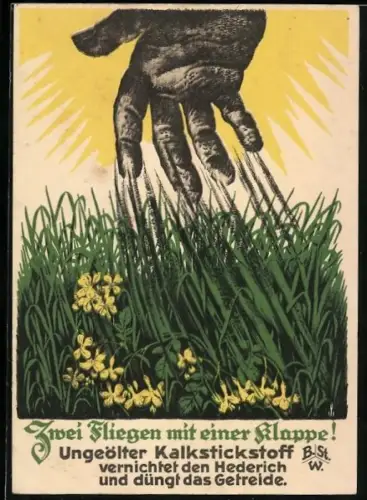 Künstler-AK Reklame für Kalkstickstoff-Dünger