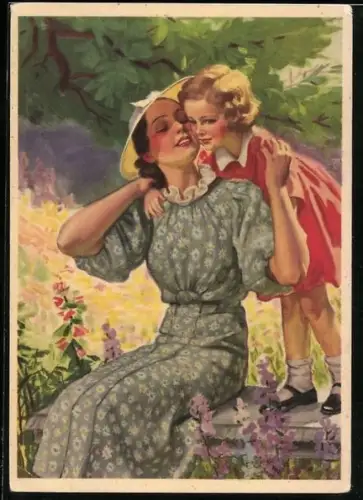 AK Reklame für Indanthren, Mutter und Tochter