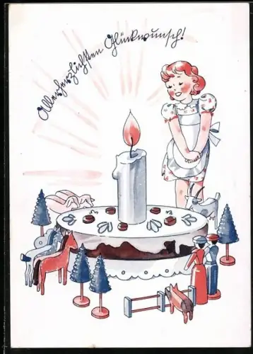 AK Modehaus Möbius, Dresden, Wilsdruffer Str. 8, Geburtstagsgrüsse, 2. Weltkrieg