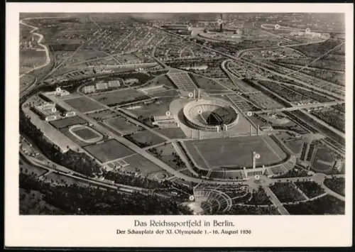 AK Berlin, XI. Olympiade 1936, Reichssportfeld aus der Vogelschau