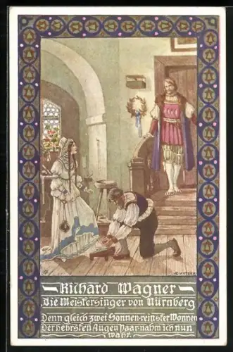 Künstler-AK Ernst Kutzer: Richard Wagner, Die Meistersinger von Nürnberg, Denn gleich zwei Sonnen reinster Wonnen...