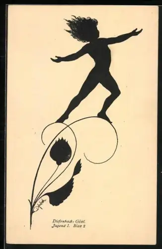 Künstler-AK Diefenbach: Jugend I. Blatt 2, Kind tanzt auf Blume