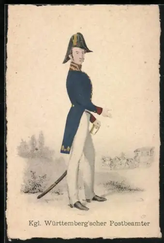AK Deutscher Post-Almanach, Kgl. Württemberg. Postbeamter, Uniformen