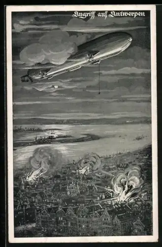 AK Zeppelin, Angriff auf Antwerpen, Brennende Häuser