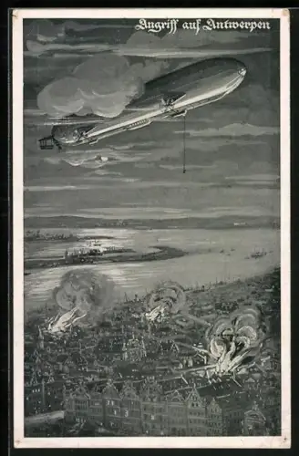 AK Zeppelin, Angriff auf Antwerpen, Brennende Häuser