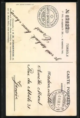 AK Genève, Société fédérale de Sous-Officiers, Cinquantenaire de la Section Genéve 6,7 et 8 Juin 1908, Soldat auf Pferd