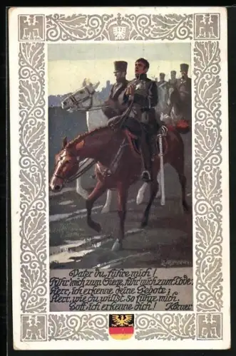 Künstler-AK R. Assmann: Theodor Körner, Aus Leyer und Schwert, Karte Nr. 176, Gebet der Soldaten vor der Schlacht