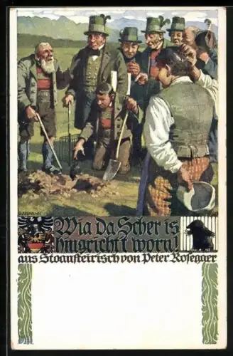 Künstler-AK R. Assmann: Wia da Scher is hingricht`t worn!