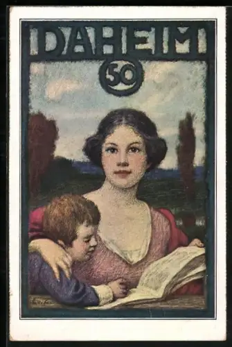 Künstler-AK Ludwig von Zumbusch: 50 Jahre Zeitschrift Daheim, Mutter mit ihrem Sohn
