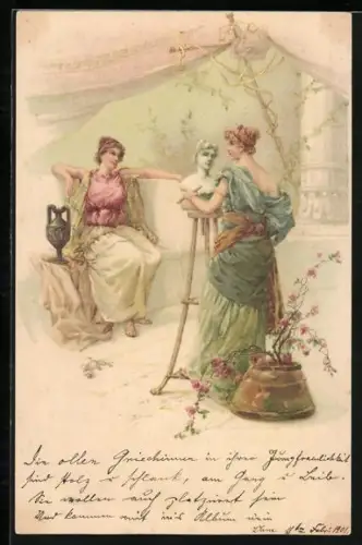 AK Bildhauerin fertigt eine Büste an