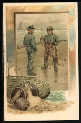 AK Fischer und Matrose unterhalten sich