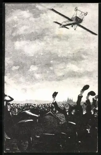 AK Pégoud in seinem Flugzeug beim Kunstflug