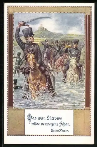Künstler-AK Ostmark - Bund deutscher Österreicher, Das war Lützows wilde verwegene Schar
