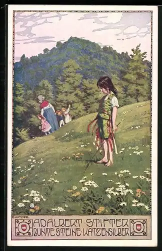 Künstler-AK Ernst Kutzer: Bunte Steine, Katzensilber