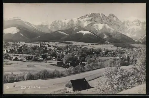 AK Zakopane, Totalansicht vor Gebirgspanorama