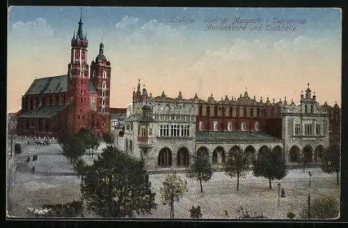 AK Krakau, Marienkirche und Tuchhalle
