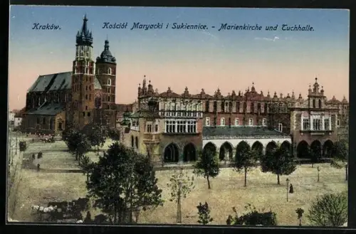 AK Krakow, Kosciol Maryacki i Sukiennice, Marienkirche und Tuchhalle