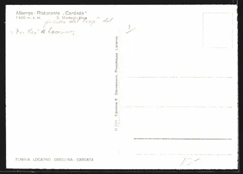 AK S. Montaldi-Brua, Albergo-Ristorante Cardada, Innenansicht