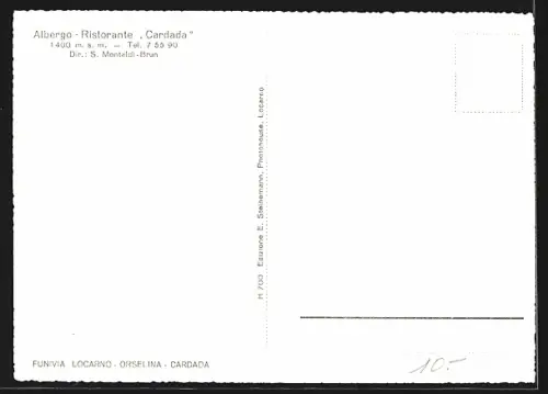 AK S. Montaldi-Brun, Albergo-Ristorante Cardada