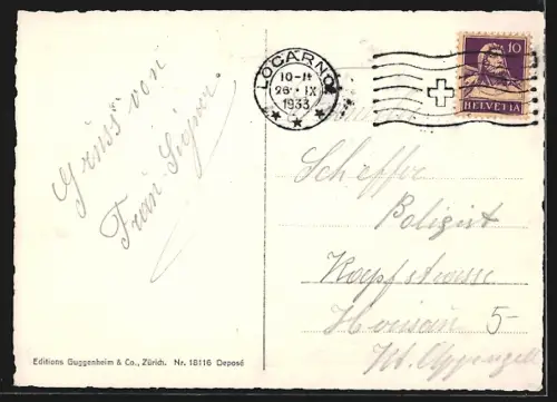 AK Ascona /Lago Maggiore, Panorama mit Bergen