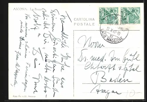 AK Ascona, La Piazza m. Booten