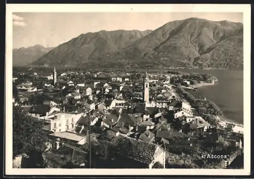 AK Ascona, Panorama mit Bergen