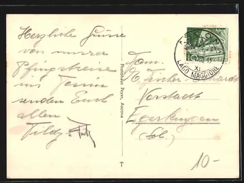 AK Ascona, Panorama mit Bergen