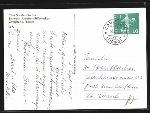 AK Cavigliano, Casa Solidarieta des Schweiz. Arbeiter-Hilfswerkes