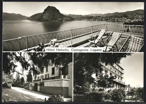 AK Castagnola-Lugano, Hotel Helvetia, Veranda, Balkon