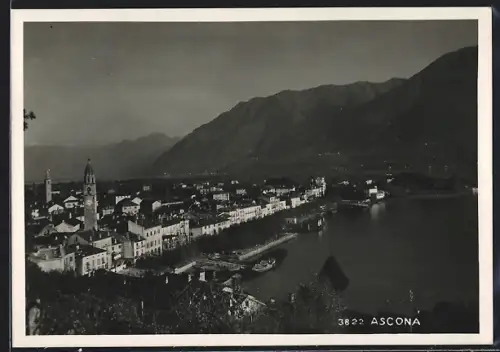 AK Ascona, Panorama mit Bergen