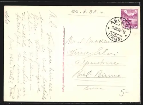 AK Ascona, Panorama mit Bergen