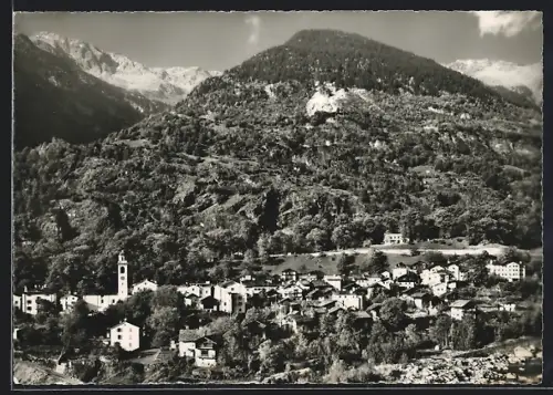 AK Castasegna /Val Bregaglia, Panorama mit Bäumen
