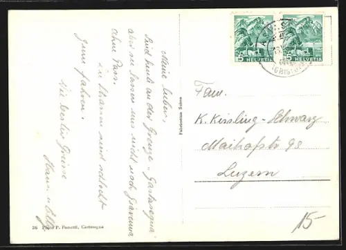 AK Castasegna, Teilansicht mit Grenzpassierstelle Schweiz-Italien