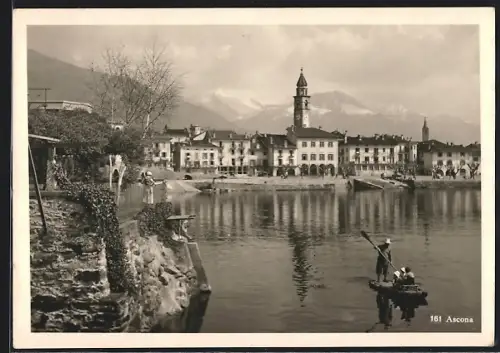 AK Ascona, Panorama mit Bergen
