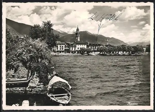 AK Ascona, Panorama mit Bergen