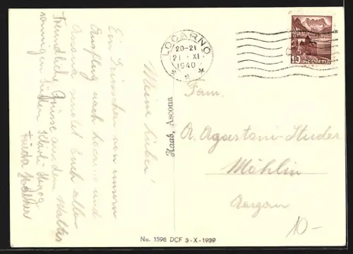 AK Ascona, Panorama mit Bergen