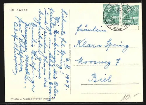 AK Ascona, Panorama mit Bergen