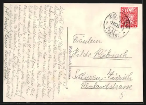 AK Ascona, Panorama mit Bergen