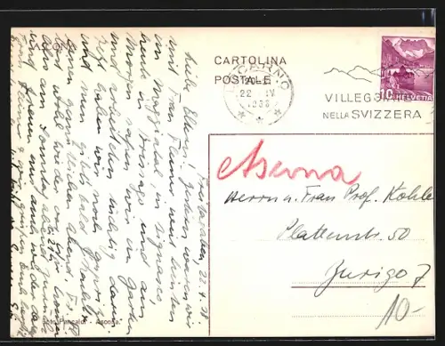 AK Ascona, Panorama mit Turm