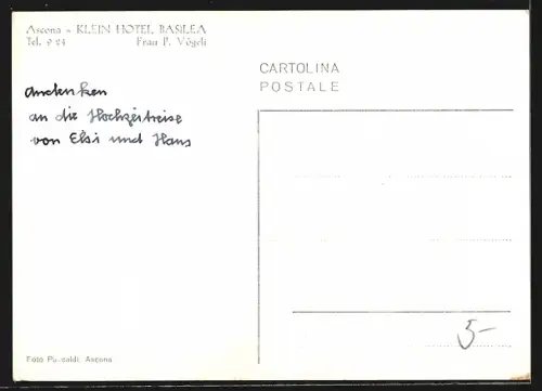 AK Ascona, Klein Hotel Basilea
