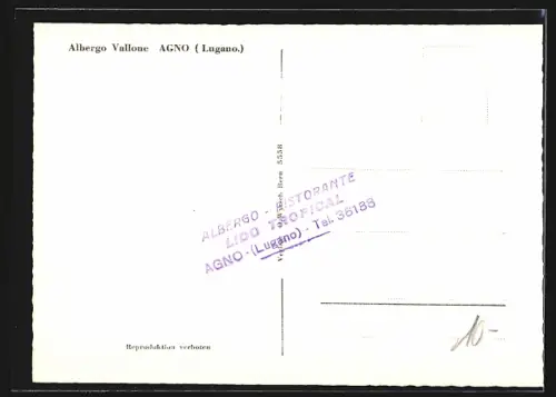 AK Agno /Lugano, Albergo Vallone