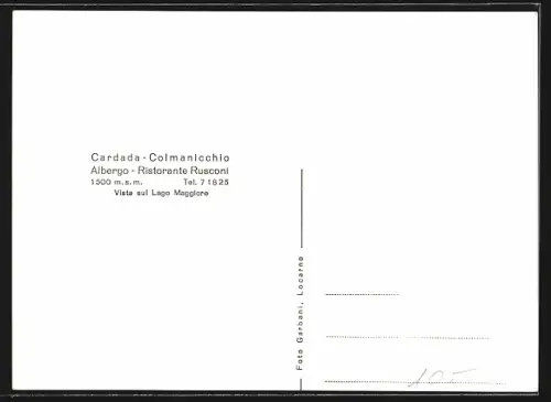 AK Cardada-Colmanicchio, Albergo-Ristorante Ruscoi, Vista sul Lago Maggiore
