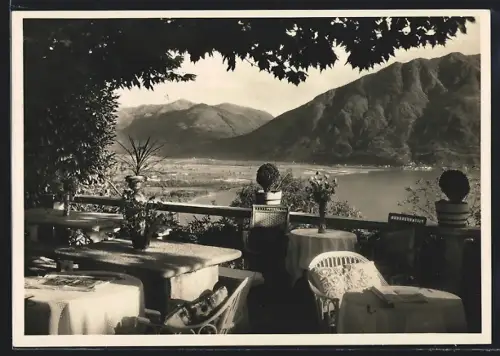 AK Brione-Locarno, Hotel Pension della Valle, Ausblick von der Hotel-Terrasse