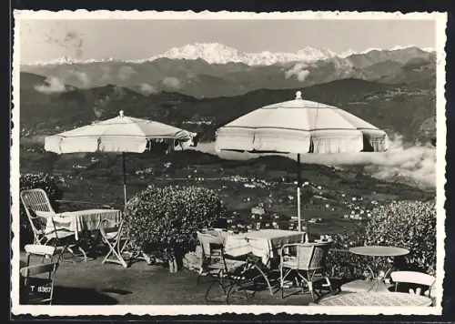 AK Monte Brè, Kulm-Terrassencafe mit Blick auf Mte. Rosa